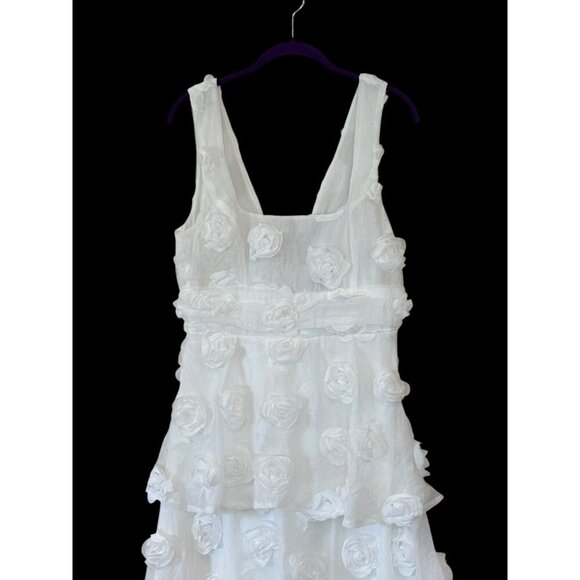 Lulu's Women's Exceptional Entrance Tiered Rosette Dress White Size M NWT - Picture 12 of 14